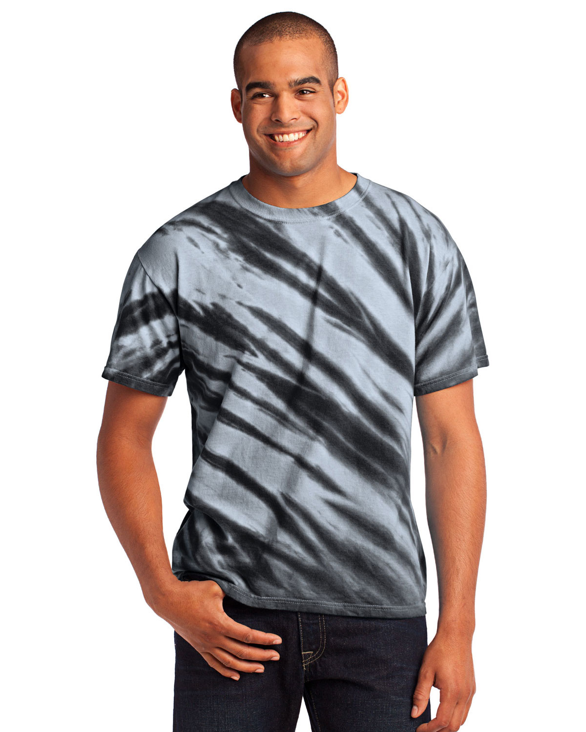 Port & Company PC148 Men Essential Tiger Stripe Tie-Dye Tee