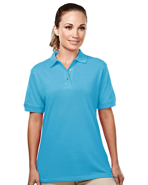 Tri-Mountain 092 Women 60/40 Easy Care Pique Golf Shirt Aquatic Blue at bigntallapparel
