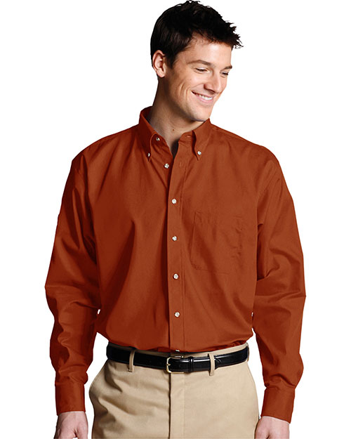 Edwards 1280 Men Easy Care Long Sleeve Poplin Shirt Rust at bigntallapparel