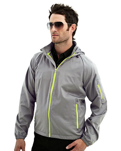 Tri-Mountain 1730 Men 100% Polyester Long Sleeve Hoodly Jacket Ash/Lime at bigntallapparel