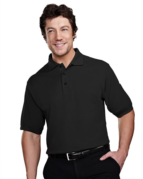 Tri-Mountain 205 Men Stain Resistant Pique Polo Golf Shirt Black at bigntallapparel