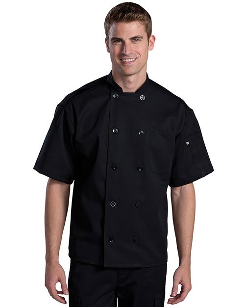 Edwards 3333 Unisex Ten Button Chef Coat With Back Mesh Black at bigntallapparel