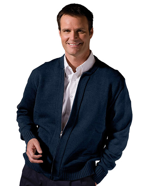 Edwards 381 Men  Cardigan Sweater With Two Pockets Navy at bigntallapparel