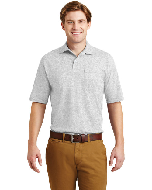 Jerzees 436MP Men Spotshield Jersey Knit Sport Shirt With Pocket Birch at bigntallapparel