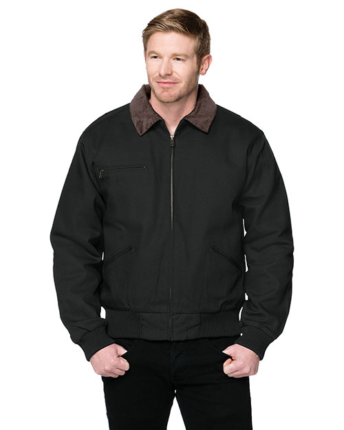 Tri-Mountain 4700 Men Big And Tall Canvas Work Jacket With Removable Wool Liner Black/Brown/Black at bigntallapparel