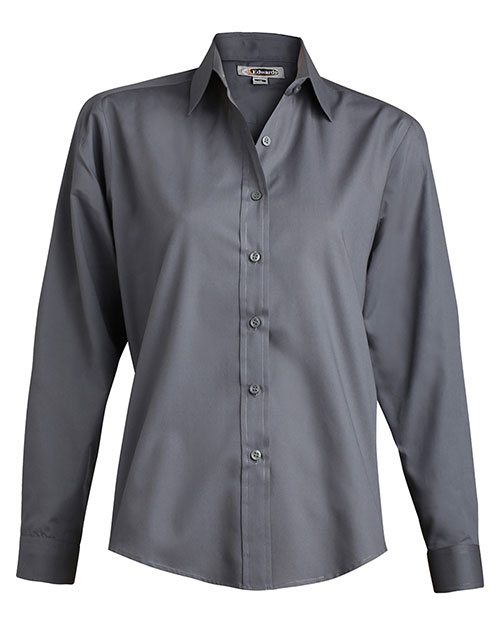Edwards 5363 Women Long Sleeve  Value Broadcloth Shirt Dark Grey at bigntallapparel