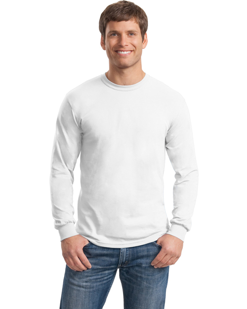 Gildan 5400 Men Heavy Cotton 100%  Long Sleeve Tshirt White at bigntallapparel