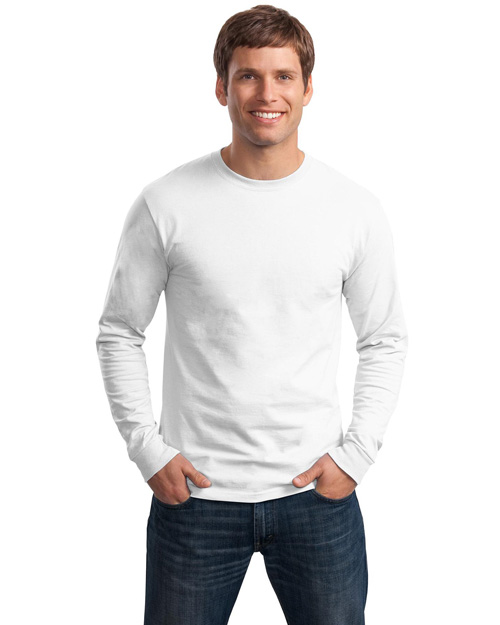 Hanes 5586 Men Tagless 100% Comfortsoft Cotton Long Sleeve T Shirt White at bigntallapparel