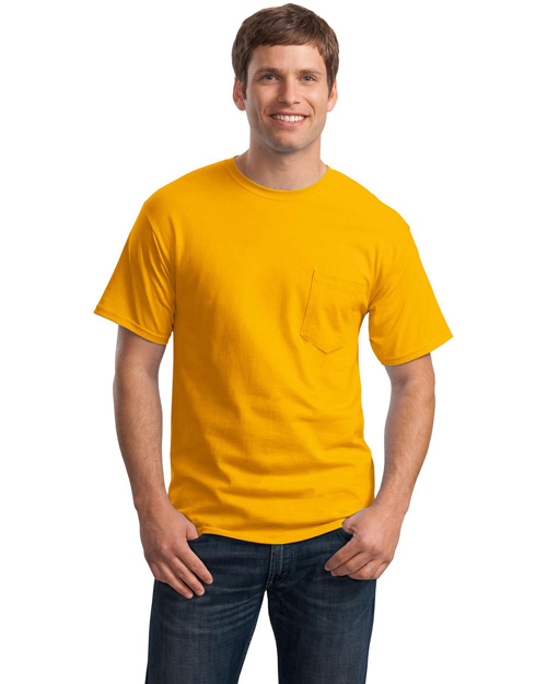 Hanes 5590 Men Tagless 100% Comfortsoft Cotton T Shirt With Pocket Gold at bigntallapparel
