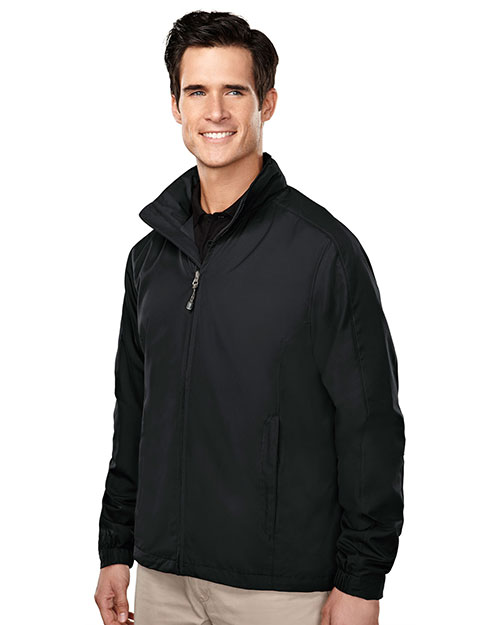 Tri-Mountain 6015 Men 100% Polyester Long Sleeve Jacket With Water Resistent Black at bigntallapparel