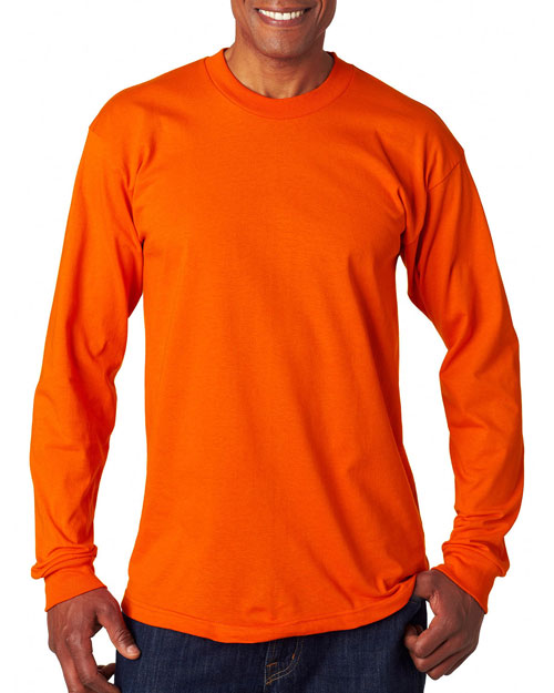 Bayside 6100 Men Usa Made Long Sleeve Tee Bright Orange at bigntallapparel