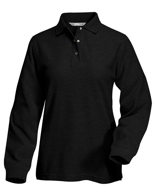Tri-Mountain 612 Women 60/40 Long Sleeve Easy Care Knit Shirt With Snap Closure. Ideal Cook Black at bigntallapparel