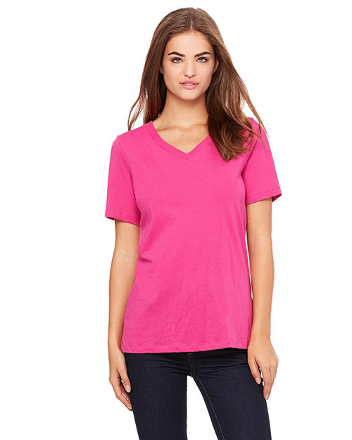 Bella 6405 Women Missy Jersey Short-Sleeve V-Neck T-Shirt Berry at bigntallapparel