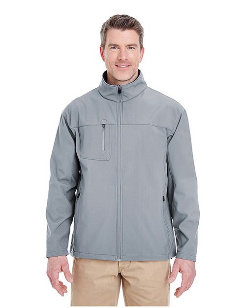 Ultraclub 8280 Men Soft Shell Jacket With Cadet Collar Medium Grey at bigntallapparel