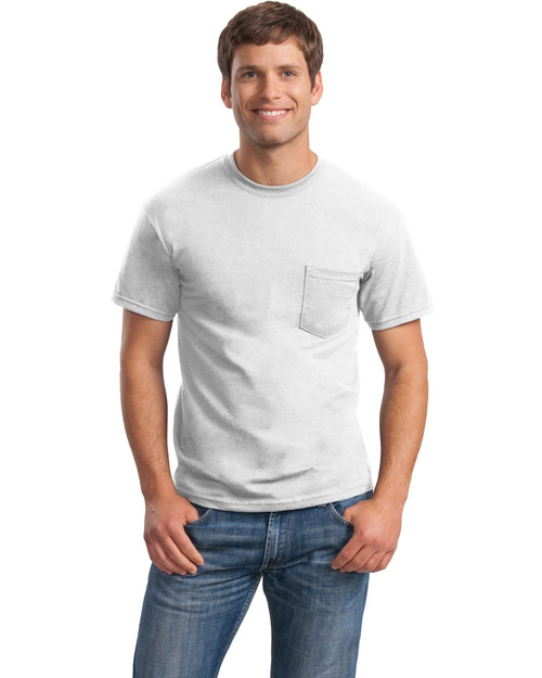 Gildan 8300 Men Ultra Blend 50/50 Cotton/Poly Pocket T Shirt White at bigntallapparel