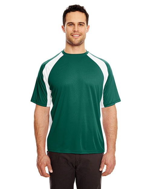Ultraclub 8421 Men Cool & Dry Sport Twotone Performance Tee Forest/ White at bigntallapparel