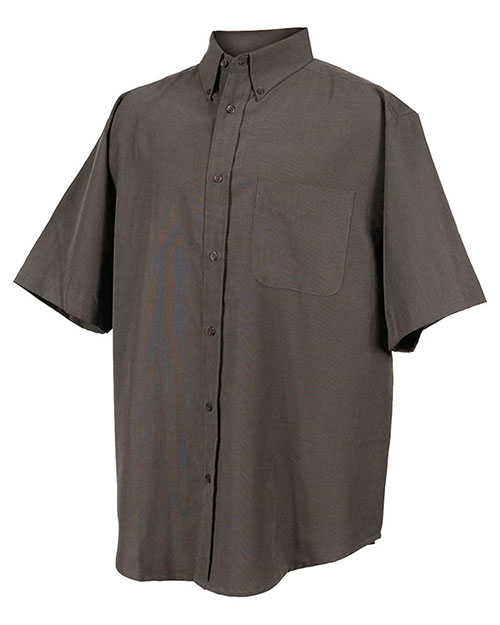 Tri-Mountain 858 Men Short Sleeve Dress Shirt With Mini Houndstooth Pattern Charcoal at bigntallapparel