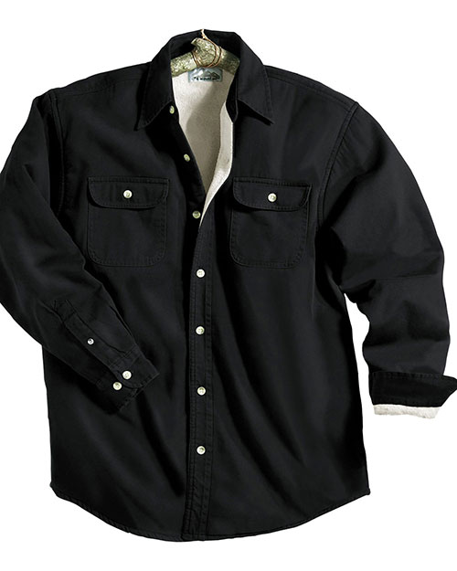 Tri-Mountain 869 Men Big And Tall   Denim Shirt Jacket With Fleece Lining Black/Khaki at bigntallapparel