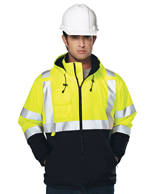 Tri-Mountain 8831 Men 100% Polyester Water-Resistant Fleece-Lined Safety Jacket Lime Green at bigntallapparel