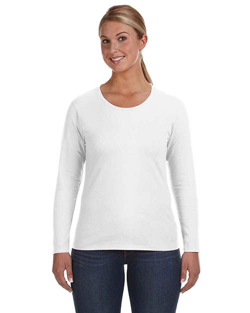 Anvil 884L Women Ringspun Long-Sleeve T-Shirt White at bigntallapparel