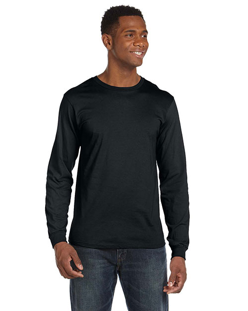 Anvil 949 Men 4.5  Oz. Ringspun Cotton Fashion Fit Long-Sleeve T-Shirt Black at bigntallapparel
