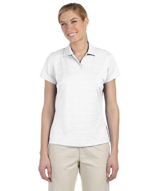 Adidas A162 Women Climalite Textured Short-Sleeve Polo White at bigntallapparel