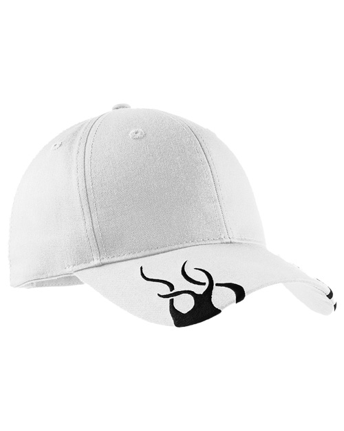 Port Authority C857  Racing Cap With Flames White/Black at bigntallapparel
