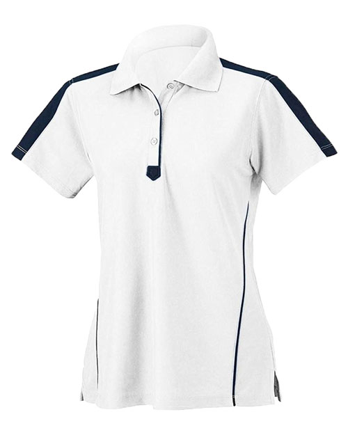 Chestnut Hill CH355W Women Piped Technical Performance Polo White/Ink at bigntallapparel