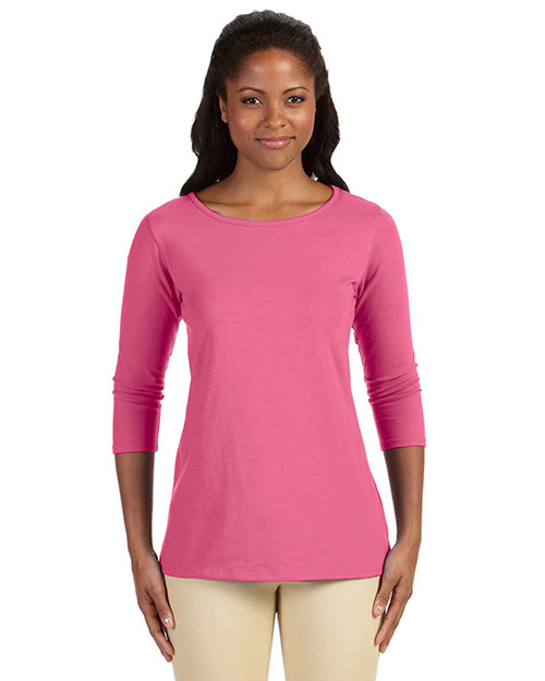 Devon & Jones DP192W Women Perfect Fit Ballet Bracelet-Length T-Shirt Charity Pink at bigntallapparel