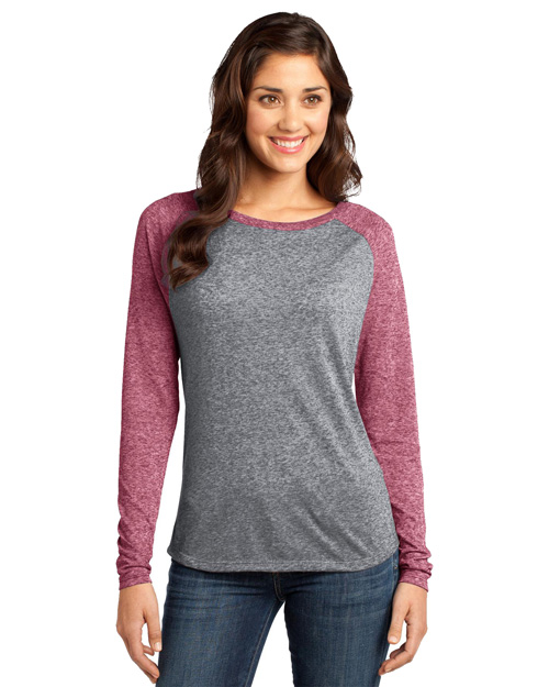 District Threads DT262 Women Microburn Long Sleeve Raglan Tee Sangria/He Nkl at bigntallapparel
