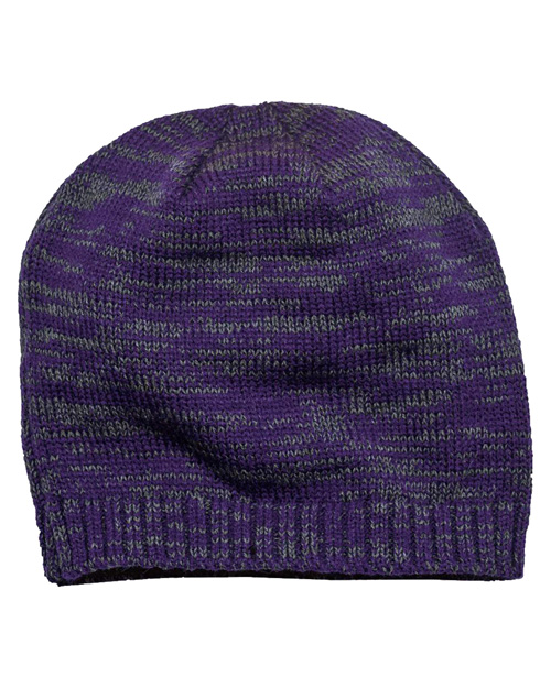 District Threads DT620  Spaced-Dyed Beanie Purple/Charcoal at bigntallapparel