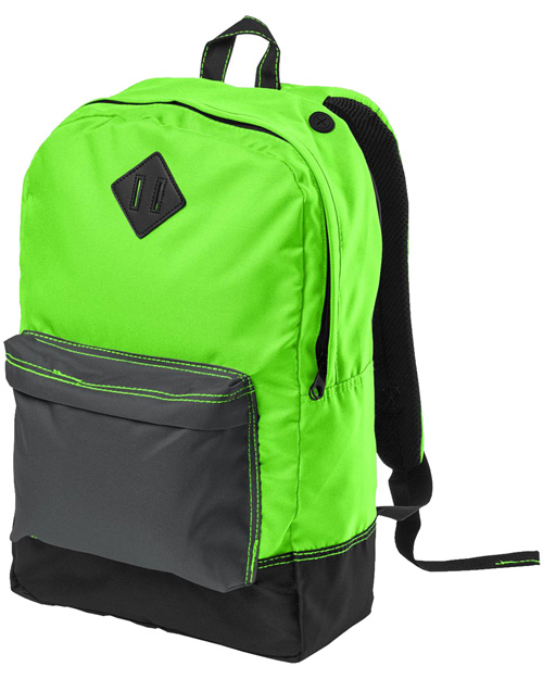 District Threads DT715  Retro Backpack Neon Green at bigntallapparel