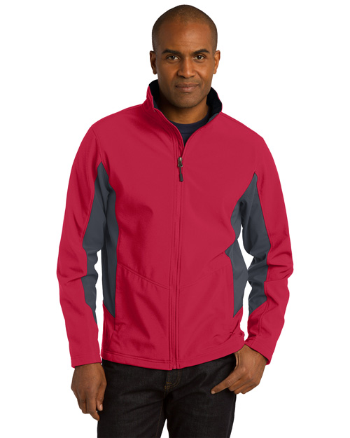 Port Authority TLJ318 Men Tall Core Colorblock Soft Shell Jacket Rich Rd/Bat Gy at bigntallapparel
