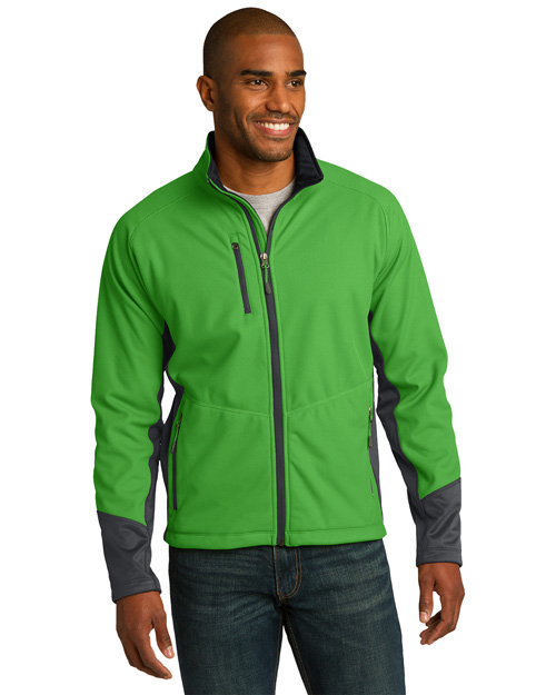 Port Authority J319 Men Vertical Soft Shell Jacket Grn Grs/Mag Gy at bigntallapparel
