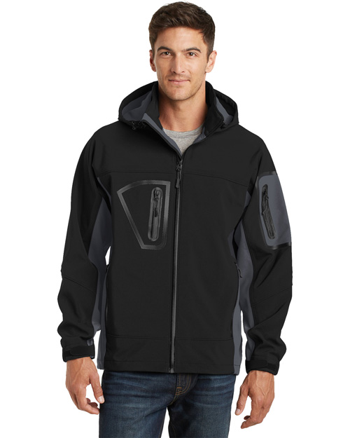 Port Authority J798 Men Waterproof Soft Shell Jacket Black/Graphite at bigntallapparel