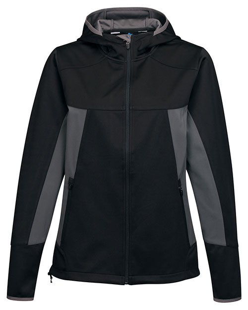 Tri-Mountain JL6158 Women Hoody Jacket W/ Contrast Side Panel And Zip Pockets Black/Charcoal at bigntallapparel