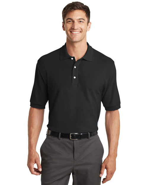 Port Authority K448 Men 100% Pima Cotton Polo Sport Shirt Black at bigntallapparel