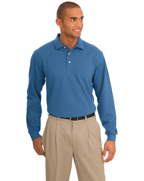 Port Authority Signature K455LS Men Rapid Dry Long Sleeve Sport Shirt Riviera Blue at bigntallapparel