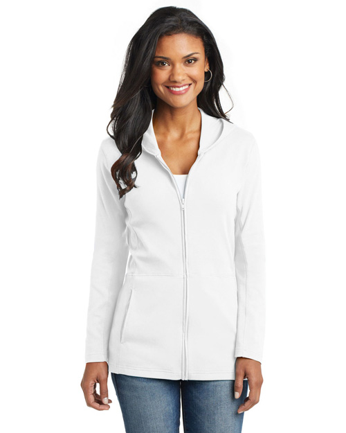 Port Authority L519 Women Modern Stretch Cotton Full-Zip Jacket White at bigntallapparel