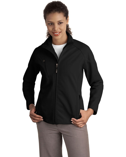 Port Authority L705 Women Textured Soft Shell Jacket Black at bigntallapparel
