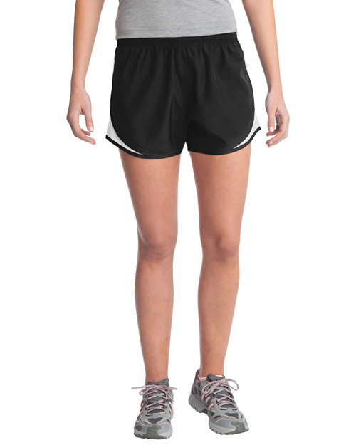Sport-Tek LST304 Women Cadence Short Blk/Wht/Blk at bigntallapparel