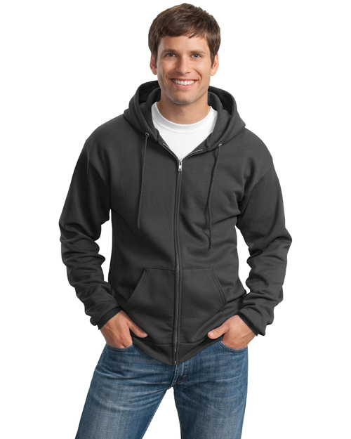 Port & Company PC90ZH Men Full Zip Hooded Sweatshirt Charcoal at bigntallapparel