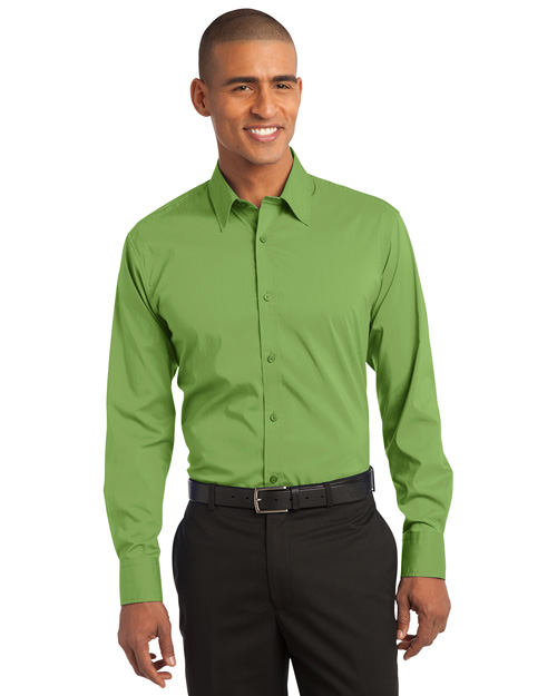 Port Authority S646 Men Stretch Poplin Shirt Wintergreen at bigntallapparel