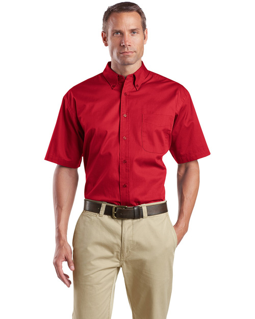 Cornerstone SP18 Men Short Sleeve Super Pro Twill Shirt Red at bigntallapparel