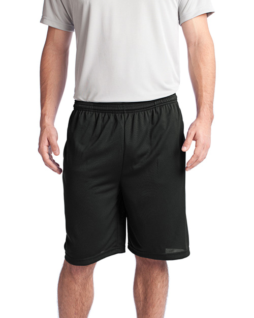 Sport-Tek ST312 Men Posicharge Tough Mesh Pocket Short Black at bigntallapparel