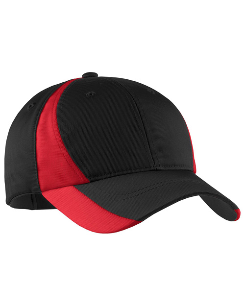 Sport-Tek STC11  Dry Zone Nylon Colorblock Cap Black/True Red at bigntallapparel