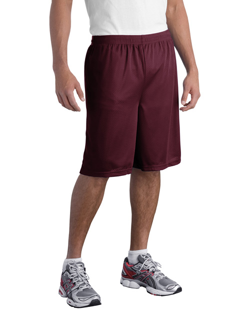 Sport-Tek ST515 Men Long Posicharge Classic Mesh ™  Short Maroon at bigntallapparel