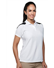 Tri-Mountain 203 Women 100% Polyester Knit Polo Shirt, Raglan Sleeve W/ Shoulder Contrast at bigntallapparel