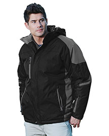 Tri-Mountain 9800 Men 100% Nylon Water Resistant Full Lined & Quilted W/ Removable Hood Woven Ja at bigntallapparel