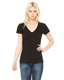 Bella B6035 Women Jersey Short-Sleeve Deep V-Neck T-Shirt at bigntallapparel